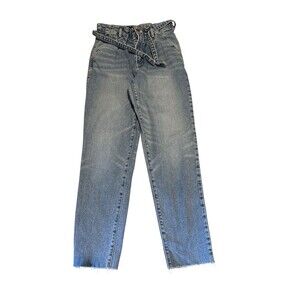 Hollister Jeans Womens 3R Blue Denim 26/27 Ultra‎ High Rise Mom Pocket Raw Hem